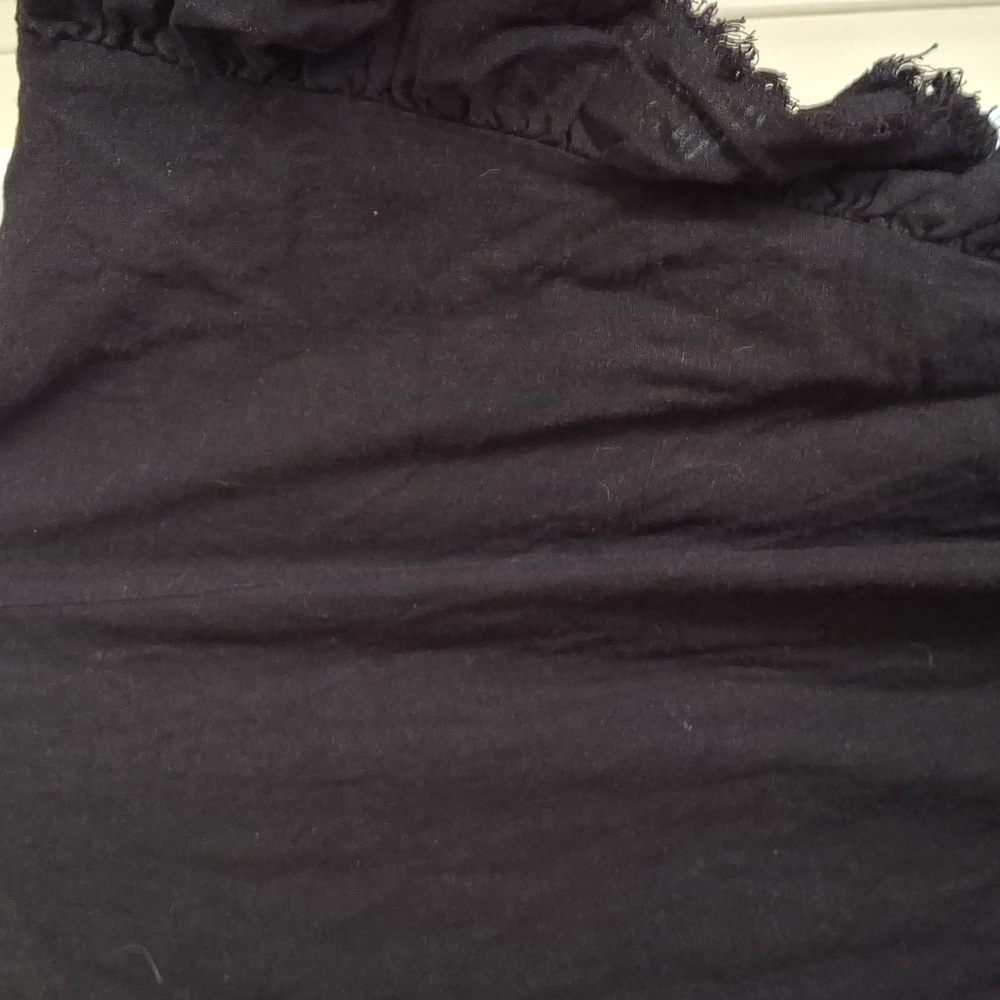 Umgee Ruffle Sleeve Frayed Black Frayed Hem Blouse Sz L GOTH Vamp Western Casual - Picture 3 of 8
